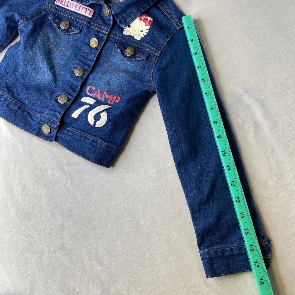 Sanrio Hello Kitty Denim Jacket Girls XS 4/5 Toddler Cartoon Camp 76 Cute Kids - Picture 8 of 13